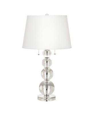 Chic Style Table Lamp with Table Top Dimmer 26.5" High Crystal Spheres Glass Fabric Drum for Living Room Bedroom