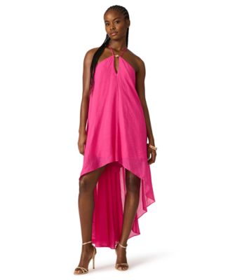 Halter Neck Sleeveless High-Low Dress