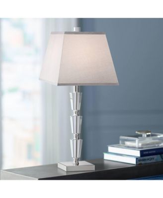 Deco Collection 27" Tall Modern Table Lamp Chrome Finish Metal Stacked Crystal Single Living Room Bedroom