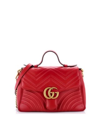 Small GG Marmont Top Handle Flap Bag Matelasse Leather