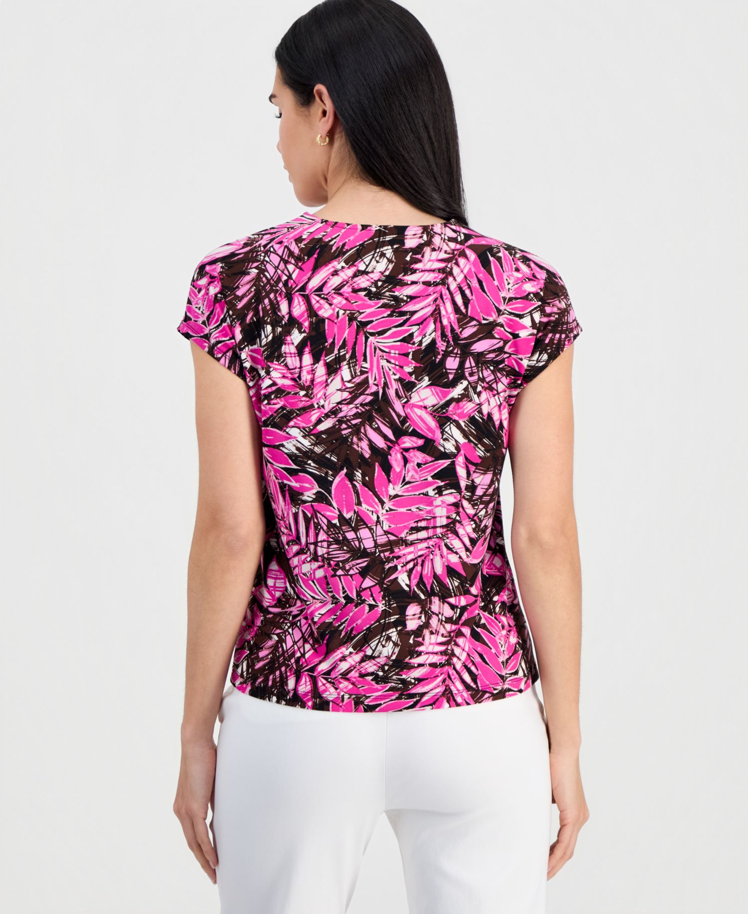 Petite Printed Round-Neck Top