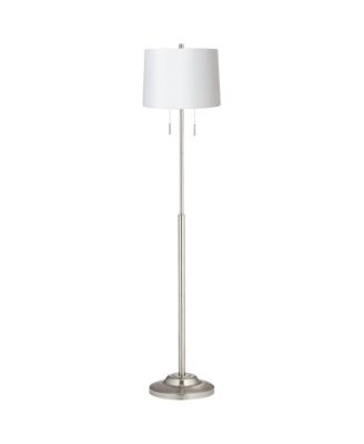360 Lighting Abba Modern Floor Lamp Standing 66" Tall Brushed Nickel Metal Hardback Drum Shade for Living Room Bedroom Office House Home