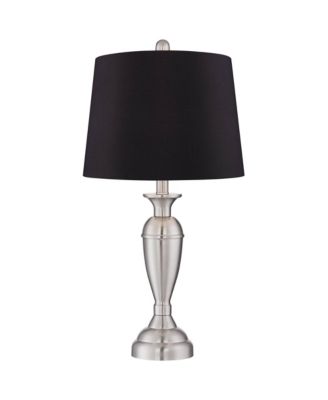Blair Traditional Table Lamps 25 High Set of 2 Brushed Nickel Faux Silk Drum Shade for Bedroom Living Room Bedside Office House