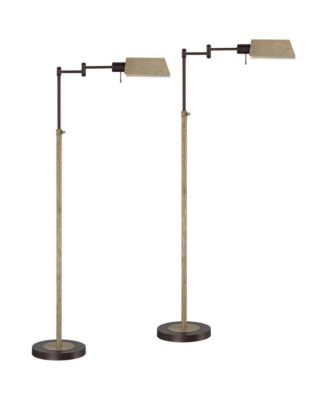 Jenson Farmhouse Rustic 54" Tall Standing Floor Lamps Set of 2 Lights Swing Arm Pharmacy Metal Faux Wood
