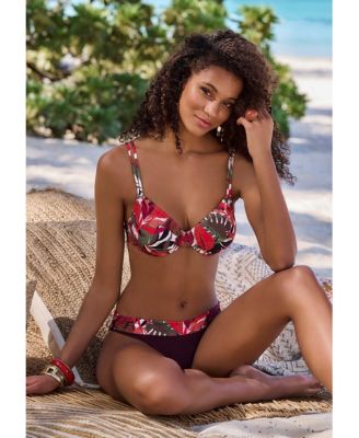 Women's Tropical Print Underwire Bikini Swimsuit Top Bra Sizing