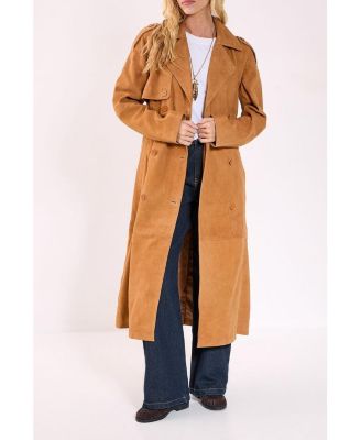 Women's Real Suede Trench Coat