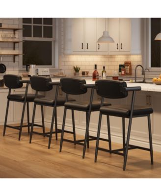 26" Counter Height Bar Stools Set of 2 with Armrests, Modern Upholstered Bar Stools