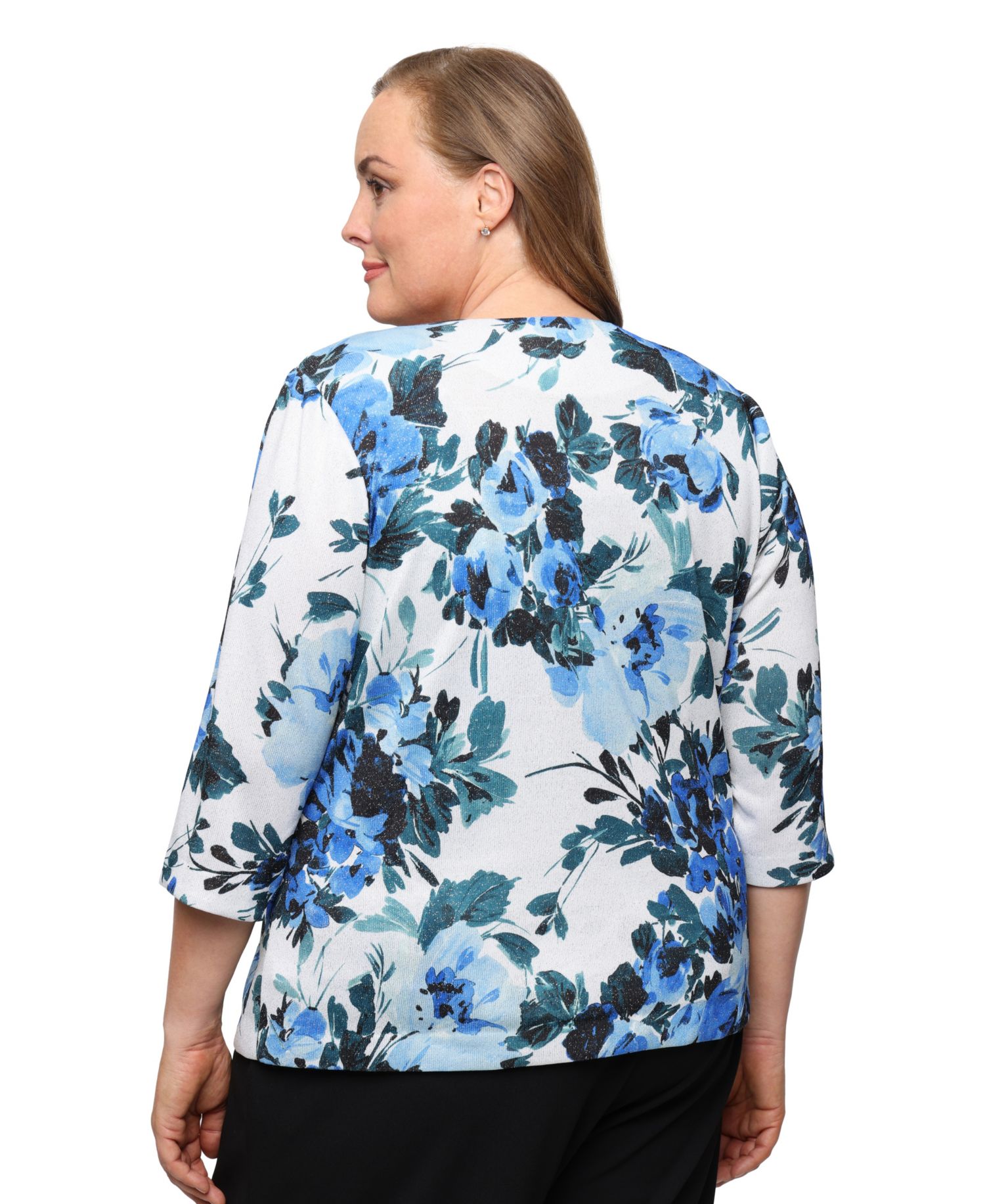 Plus Size 3/4-Sleeve Jacket and Scoop Neck Top, 2-Piece Set