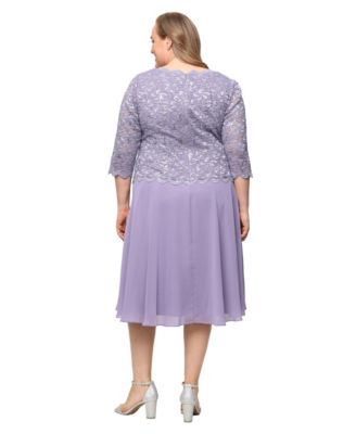 Plus Size Sequined Lace A-Line Dress