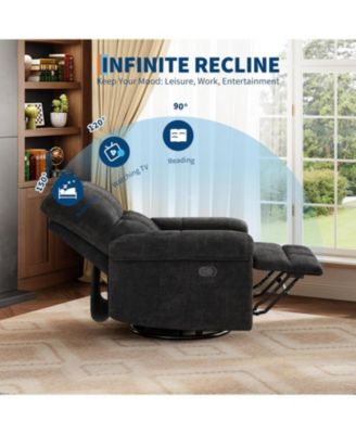 Recliner Chair, 360 Swivel Rocker Glider Nursery Chair with Padded Armrest and Deep Seat, Chenille Upholstered Reclining Sofa Chair.