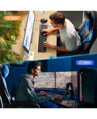 Gaming Chair, Computer Chair with Massage Lumbar Support and Footrest Height Adjustable Ergonomic with 360-Swivel Seat and Headrest.