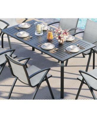 6-8 Person Rectangular Aluminum Patio Dining Table with Umbrella Hole