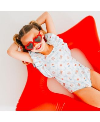 Little Girls Patriotic Trellis Bathing Suit