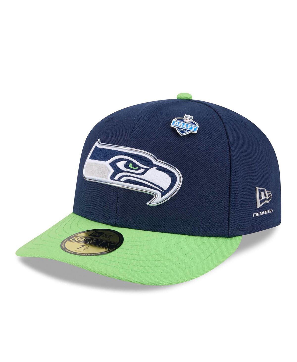 New Era Men's College Navy/Neon Green Seattle Seahawks 2026 Nfl Draft Pre-Curved 59FIFTY Fitted Hat