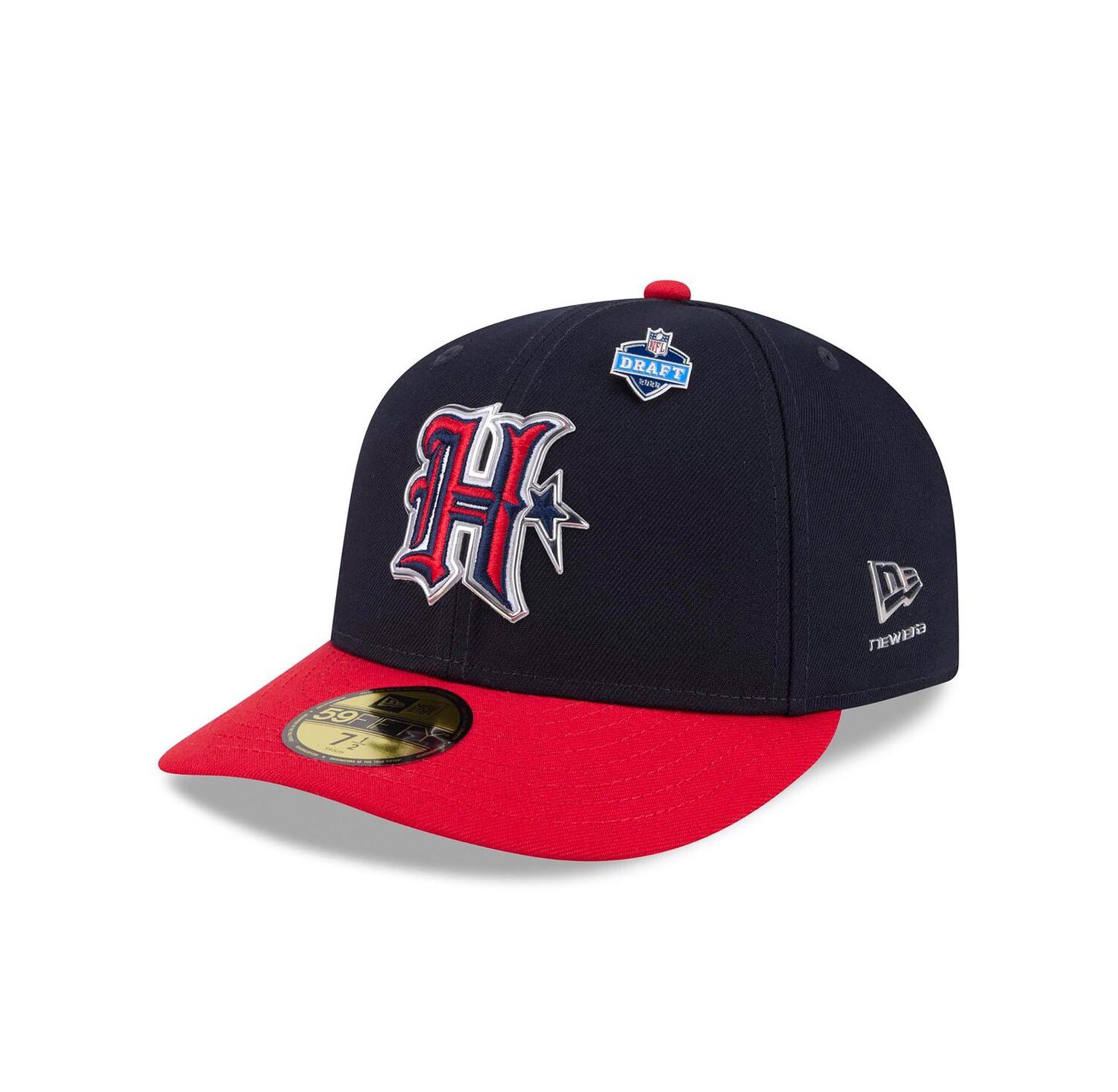 Men's Navy/Red Houston Texans 2026 NFL Draft Pre-Curved 59FIFTY Fitted Hat