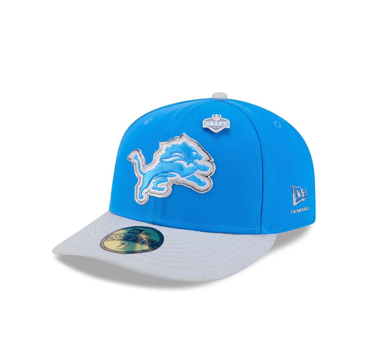 Men's Blue/Silver Detroit Lions 2026 NFL Draft Pre-Curved 59FIFTY Fitted Hat