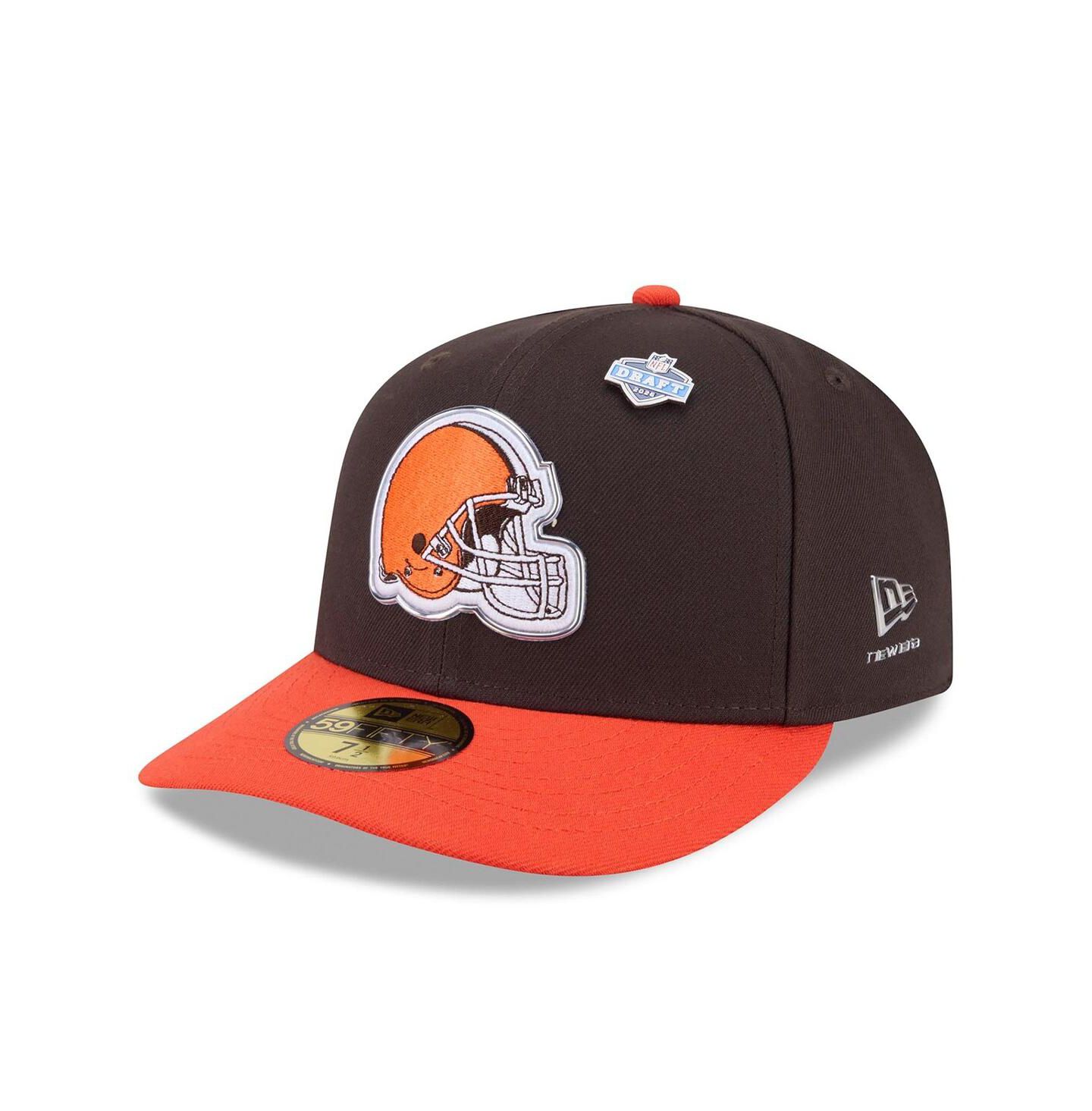 Мужская кепка New Era Brown/Orange Cleveland Browns 2026 NFL Draft Pre-Curved 59FIFTY Fitted Hat — фото 1