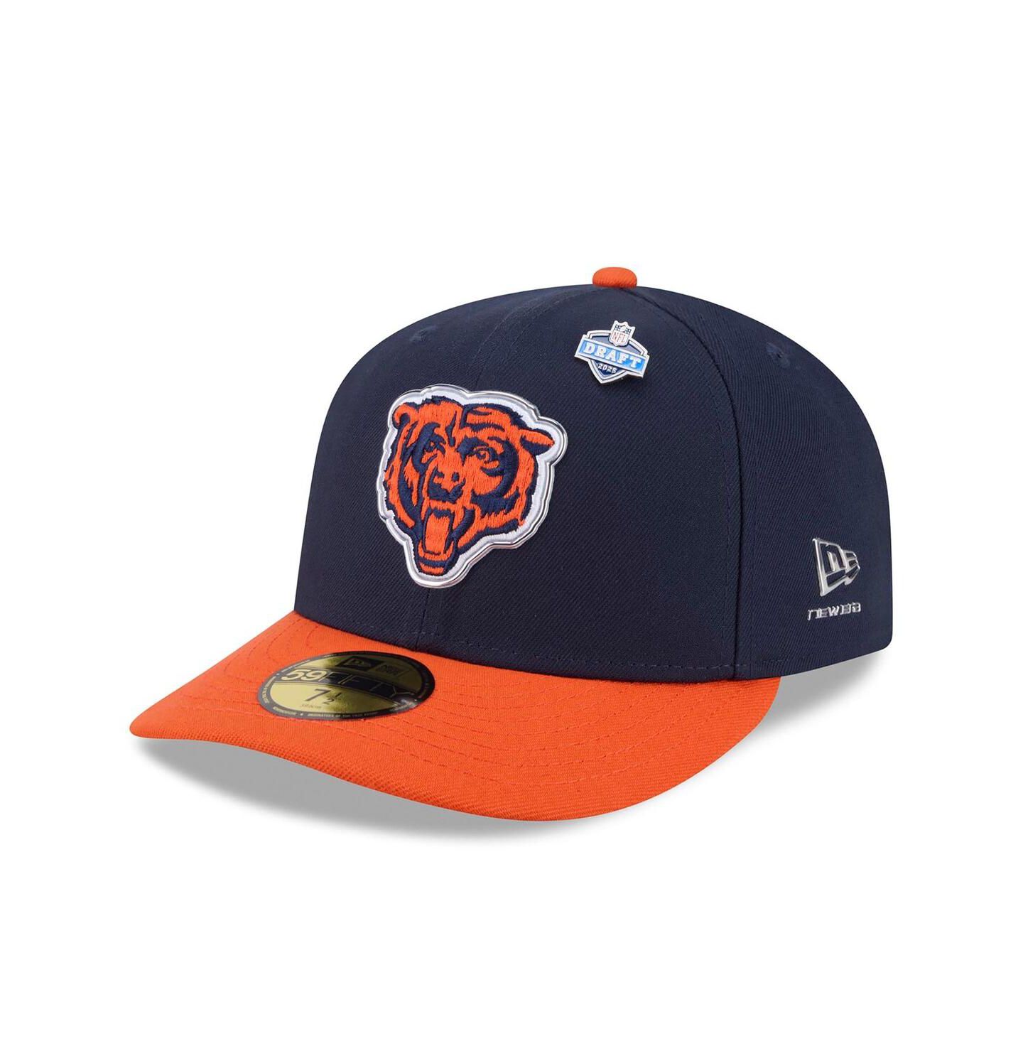 Мужская кепка New Era Navy/Orange Chicago Bears 2026 NFL Draft Pre-Curved 59FIFTY Fitted Hat — фото 1