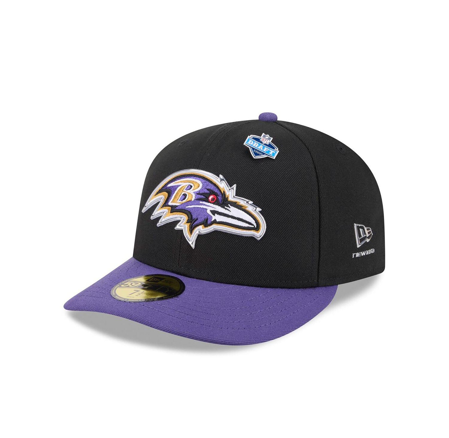Men's Black/Purple Baltimore Ravens 2026 NFL Draft Pre-Curved 59FIFTY Fitted Hat