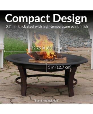Outdoor Camping or Backyard Replacement Round Steel with Heat-Resistant Paint Finish Fire Pit Bowl - Black