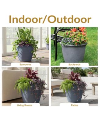 Weather-Resistant Double-Walled Anjelica Outdoor Flower Pot Planter - 20"