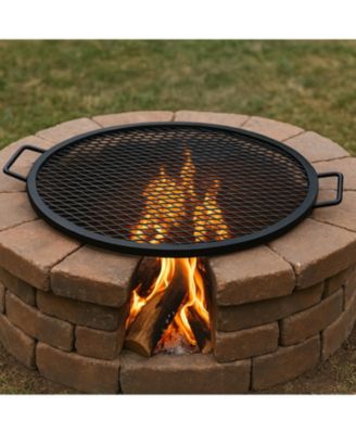 Outdoor Camping or Backyard Heavy-Duty Steel Round X-Marks Fire Pit Cooking Grilling Grate