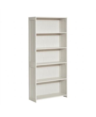 68 in 5 Tier Wide Bookshelf with Open Display Shelves