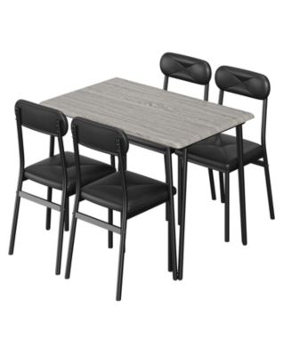 4-Person Modern Dining Set with 4 Cushioned Chairs