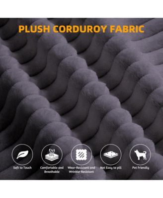 78.7" Foldable Corduroy Sofa Bed with Blanket & Pillows