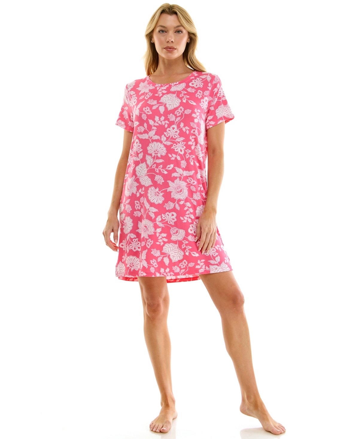 Roudelain Women's Short-Sleeve Sleep Shirt - Percila Floral Paisley / Hot Pink