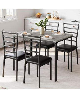 5-Piece 4-Person Space-Saving Square Dining Set