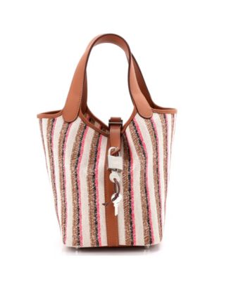 PM Couverture Lignes Picotin Lock Bag Embroidered Canvas and Swift