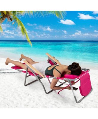 3-in-1 Folding Beach Chair with Footrest and Lay-Flat Position 26 in Wide