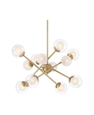 Davis Gold Sputnik Chandelier  Modern LED Clear Frosted Glass 12-Light Fixture for Dining Room
