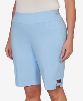 Plus Size Solid Tech Stretch Bermuda Shorts