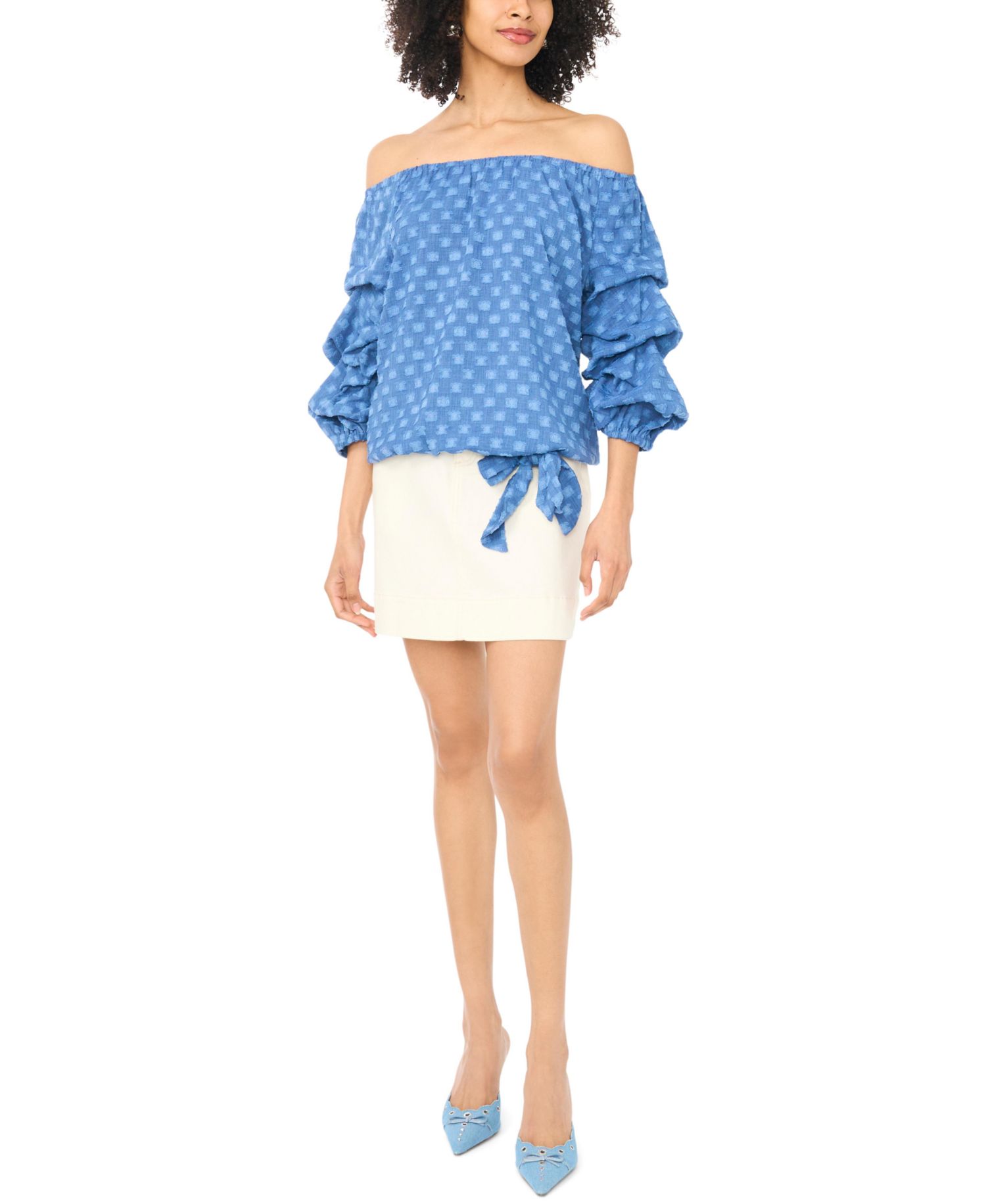 Women's Off-The-Shoulder Bubble-Sleeve Blouse