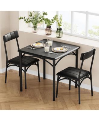 3-Piece 2-Person Modern Square Dining Table Set