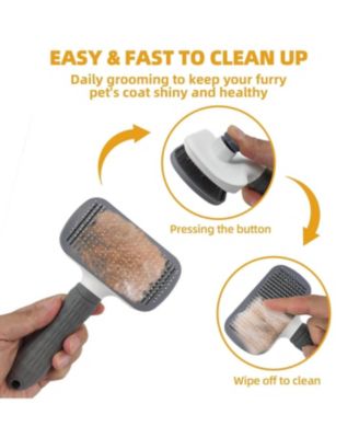 Multi Piece Pet Grooming Kit with Hair Brush, Washing Gloves, Slicker Brush and Shampoo Scrubber