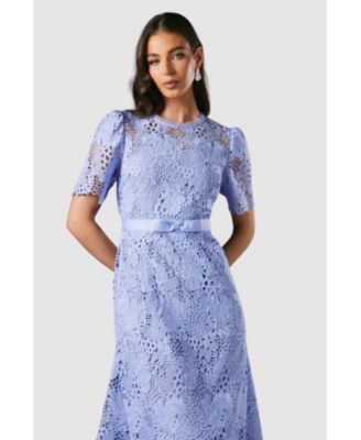 Women's Lace Midi Dress With Bow Belt