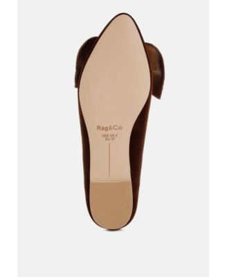 Rag and Co Womens Pothos Luxurious Velvet Bow Ballerinas