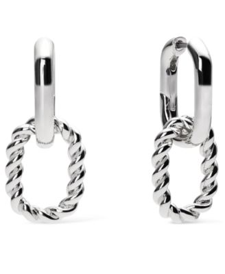 Ash Double Silver Double Hoop Earrings