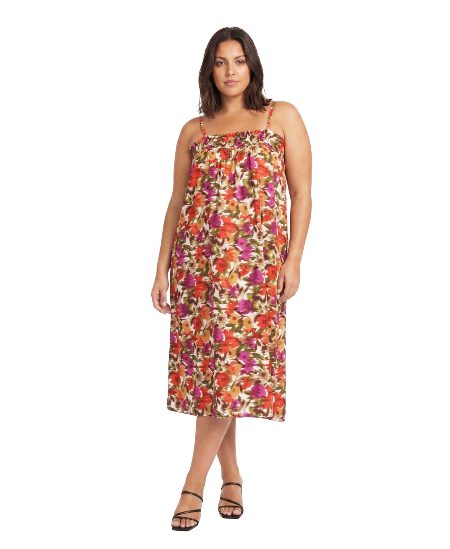 Женское платье 24seven Comfort Apparel Plus Size Essential Curvy Abstract Print Square neck, цвет: С принтом — фото 1