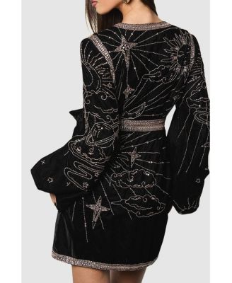 Women's Party Sequin Velvet Wrap Mini Dress