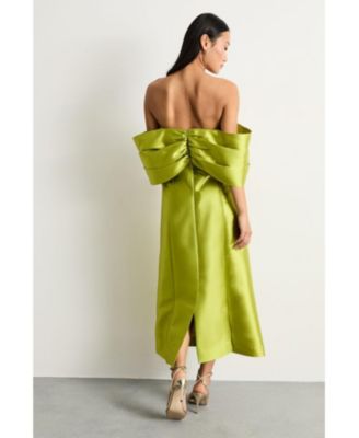 Women's Satin Twill Bardot Midi Dress