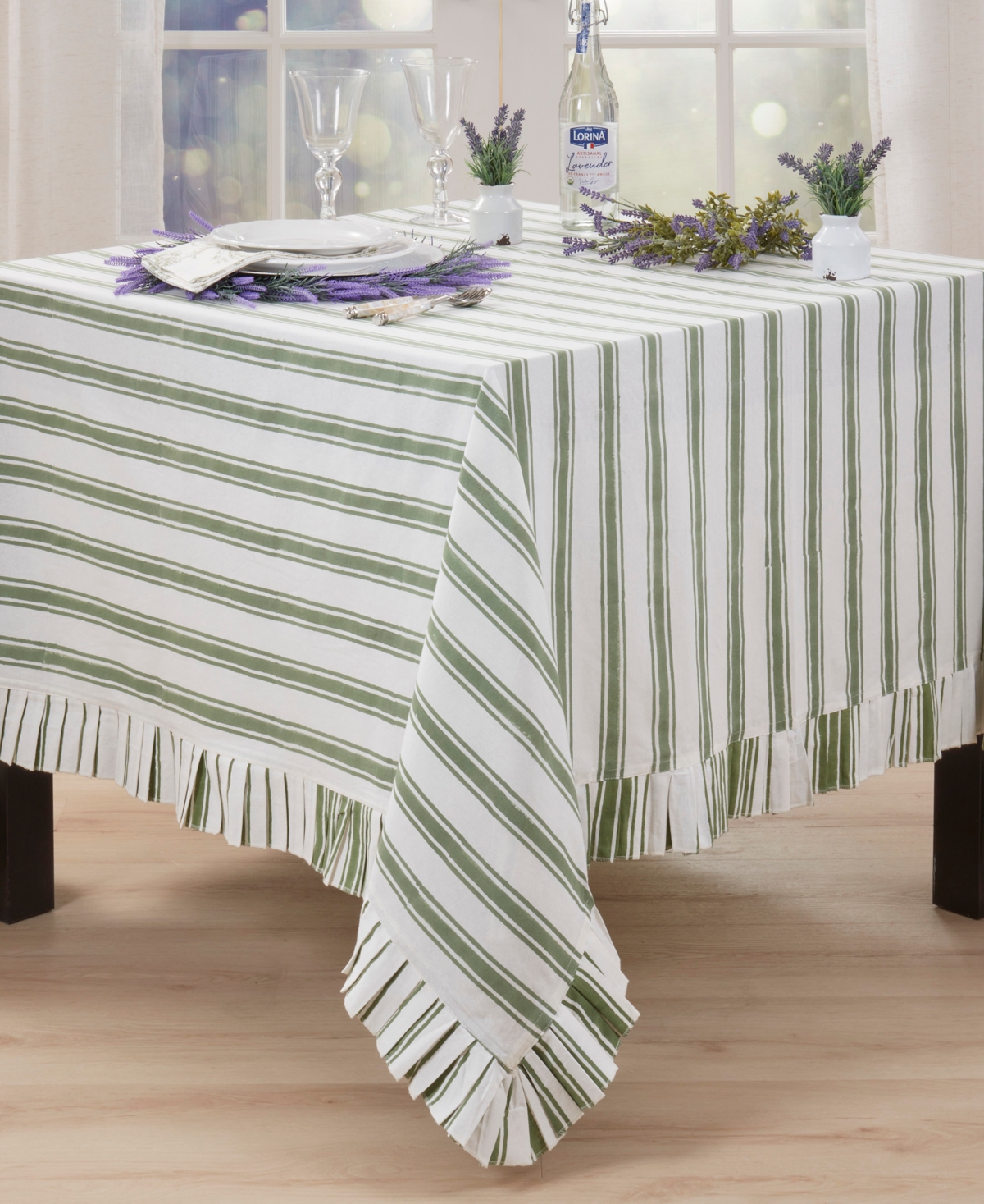 Saro Lifestyle Striped Cotton Tablecloth, 70" x 70"