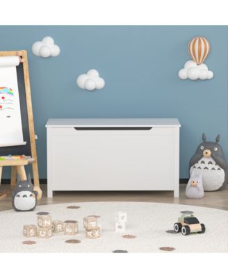 Kids Toy Chest, Wooden Toy Box Storage Organizer, Bench with Safety Hinged Lid  for Playroom, Nursery
