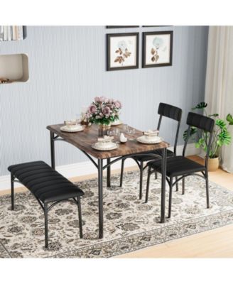 4-Person Dining Set with Upholstered Bench and 2 Chairs