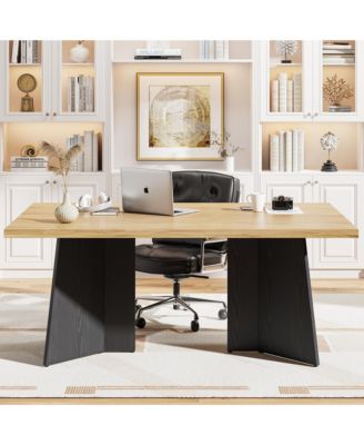 4-6 Person 63" Farmhouse Rectangular Dining Table