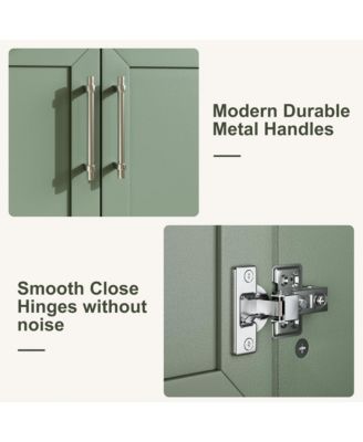 Bathroom Vanity with Ceramic Sink, Bathroom Storage Cabinet with Drawer and 2 Soft Closing Doors, Single Sink Bathroom Vanity with Integral Top