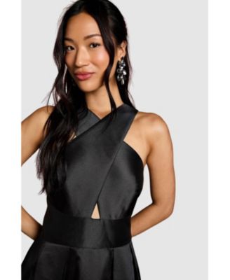 Women's Cross Neck Twill Bridesmaid Dress